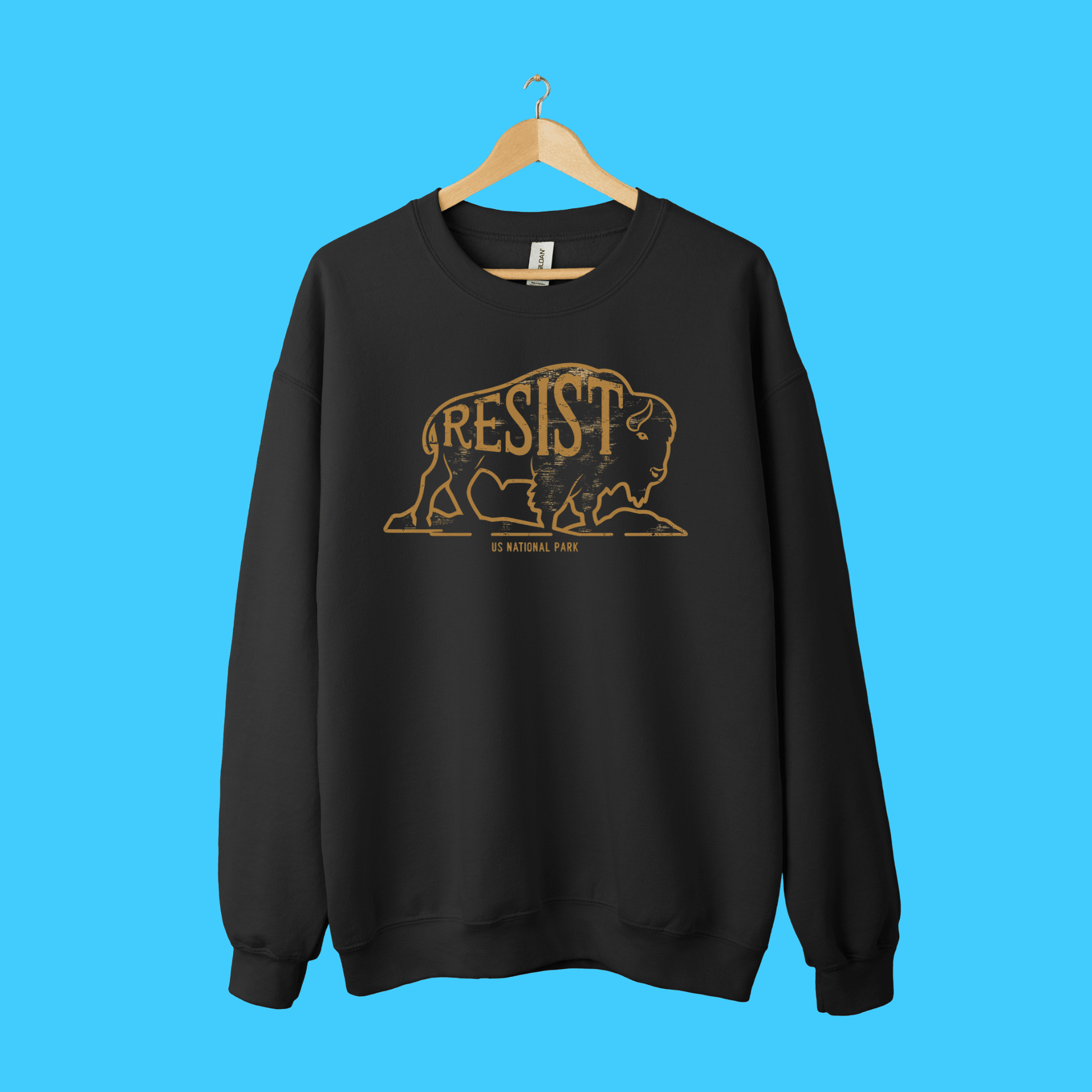 Resist Buffalo Crewneck Sweatshirt — Vintage Western Protest Graphic - Resist Supply