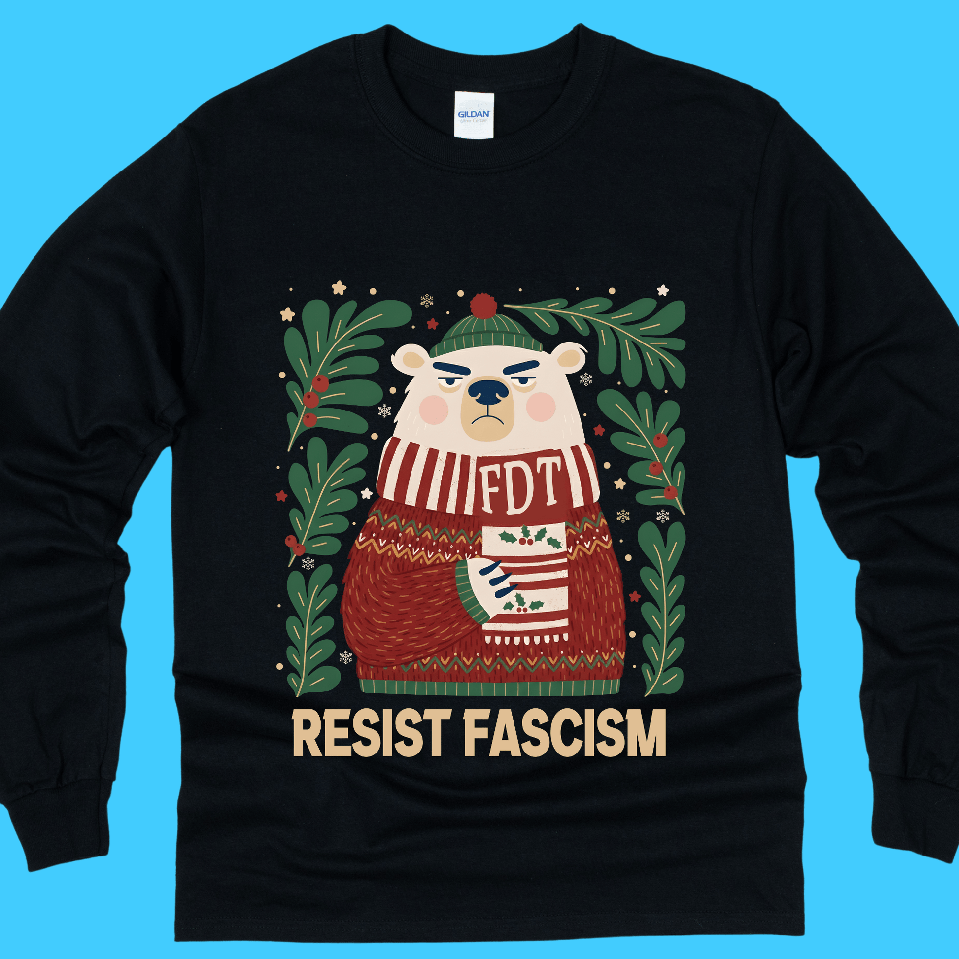 Resist Fascism Holiday Long Sleeve T-Shirt - Resist Supply