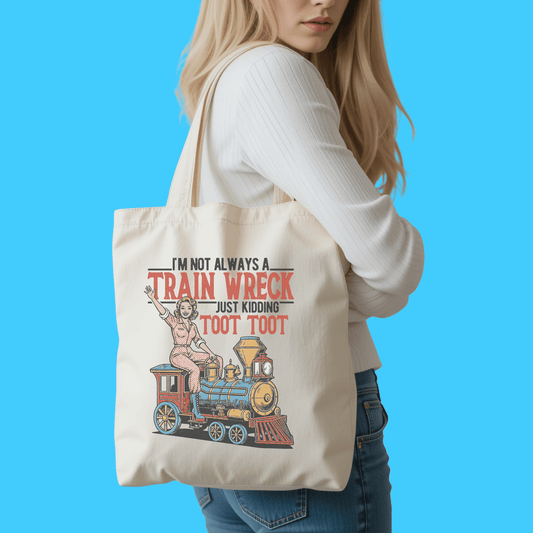 Train Wreck Toot Toot Cotton Canvas Tote Bag - Resist Supply