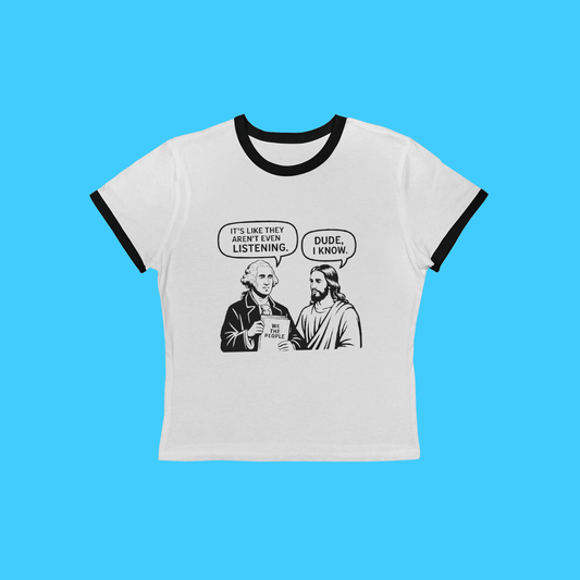 We the People George Washington & Jesus Political Satire Women's Ringer Tee - Resist Supply