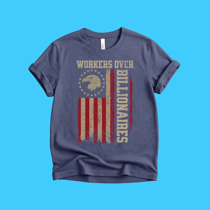Workers Over Billionaires T‑Shirt — Vintage American Flag - Resist Supply