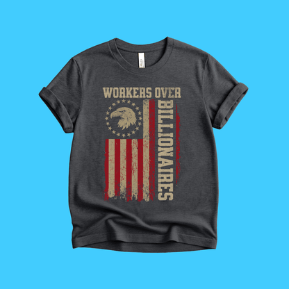 Workers Over Billionaires T‑Shirt — Vintage American Flag - Resist Supply