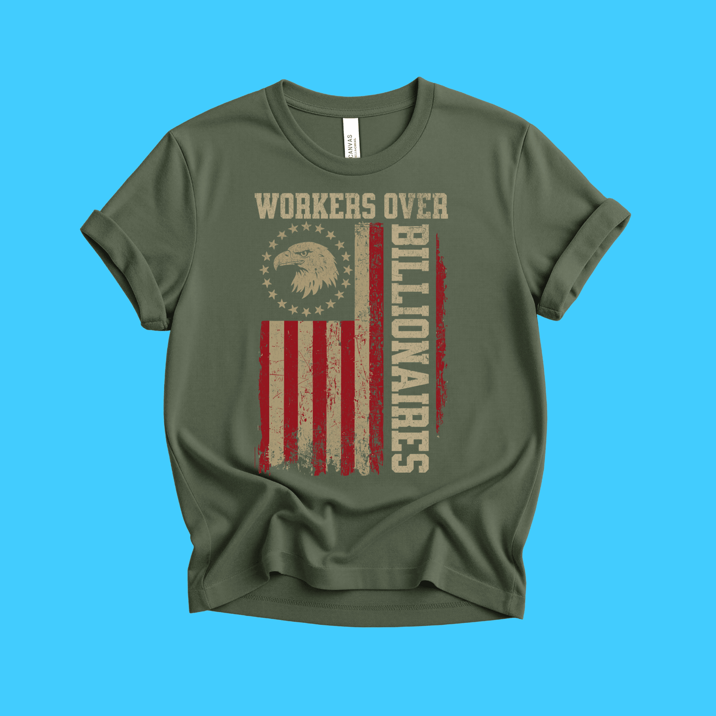 Workers Over Billionaires T‑Shirt — Vintage American Flag - Resist Supply