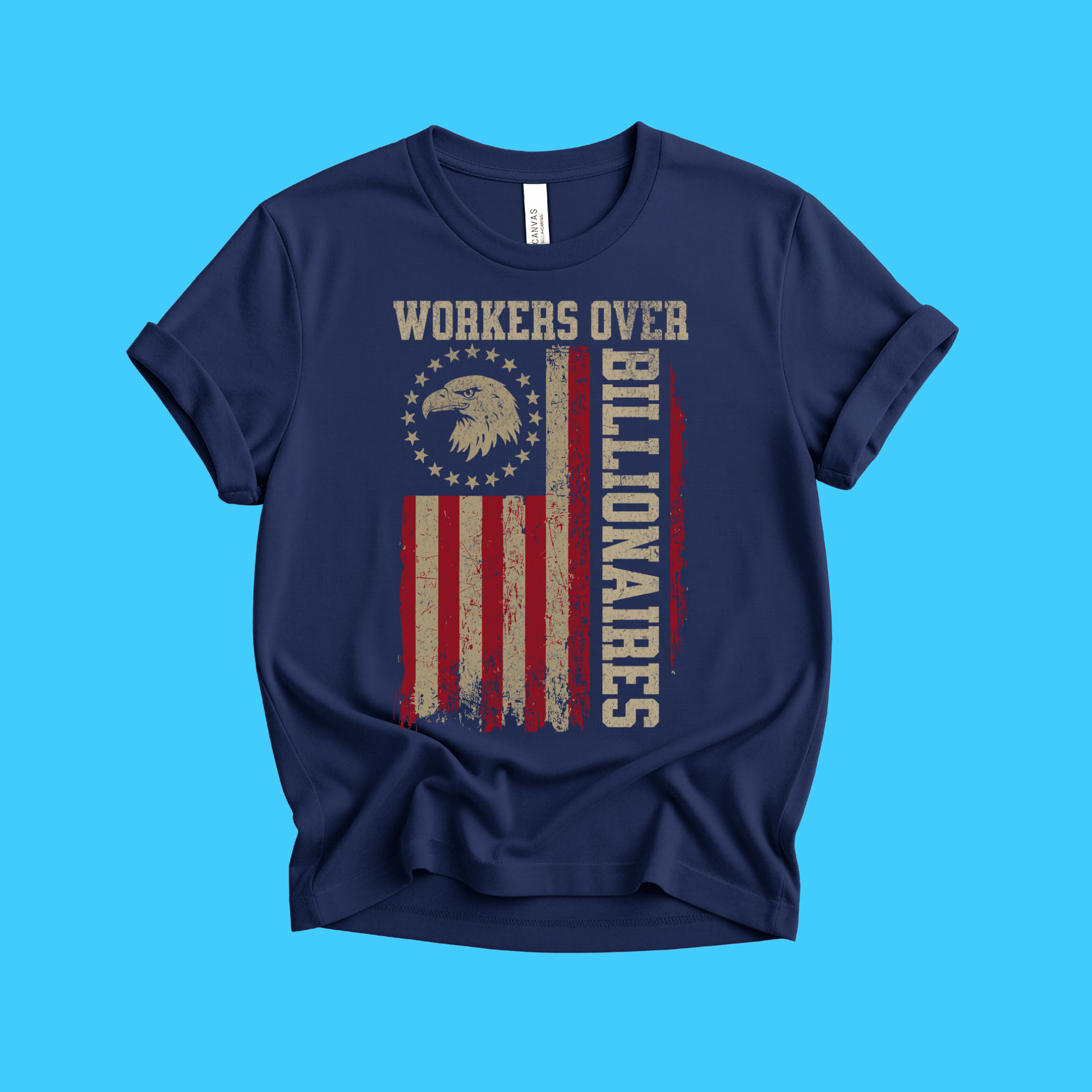 Workers Over Billionaires T‑Shirt — Vintage American Flag - Resist Supply