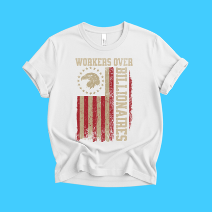 Workers Over Billionaires T‑Shirt — Vintage American Flag - Resist Supply