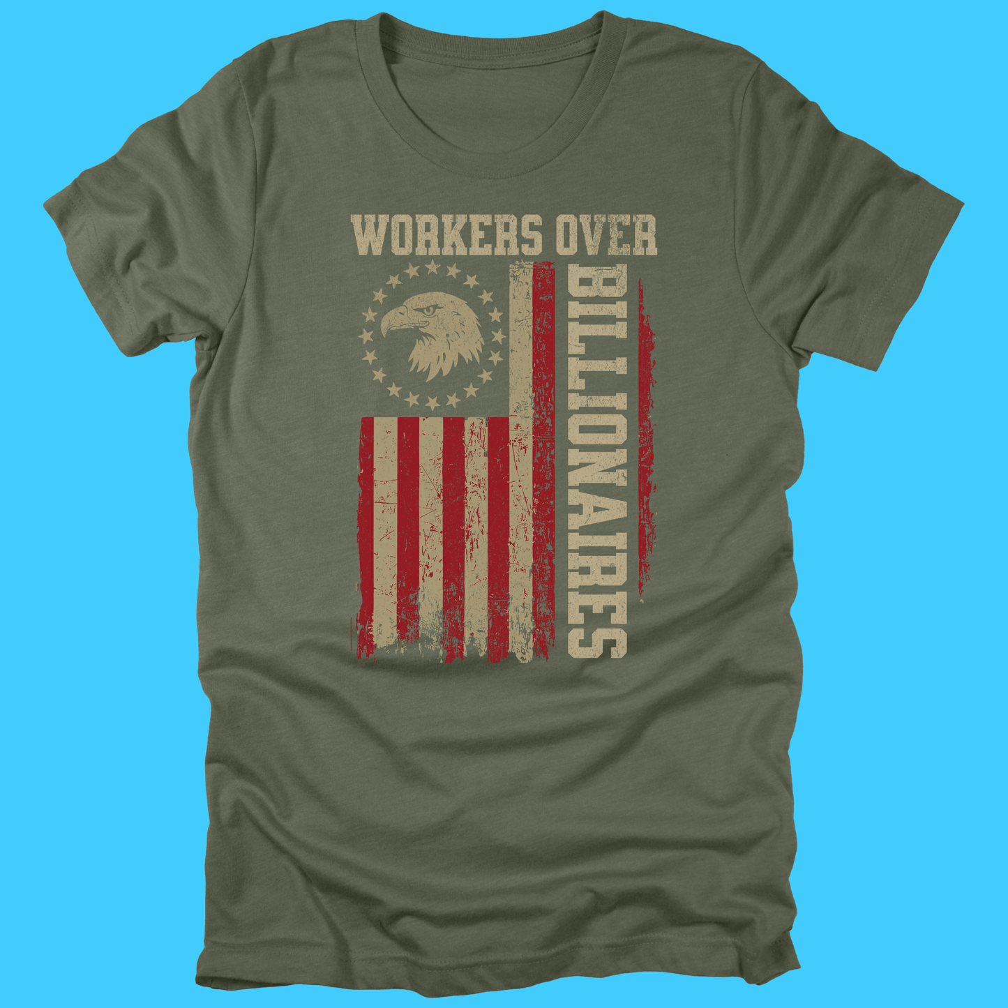 Workers Over Billionaires T‑Shirt — Vintage American Flag - Resist Supply